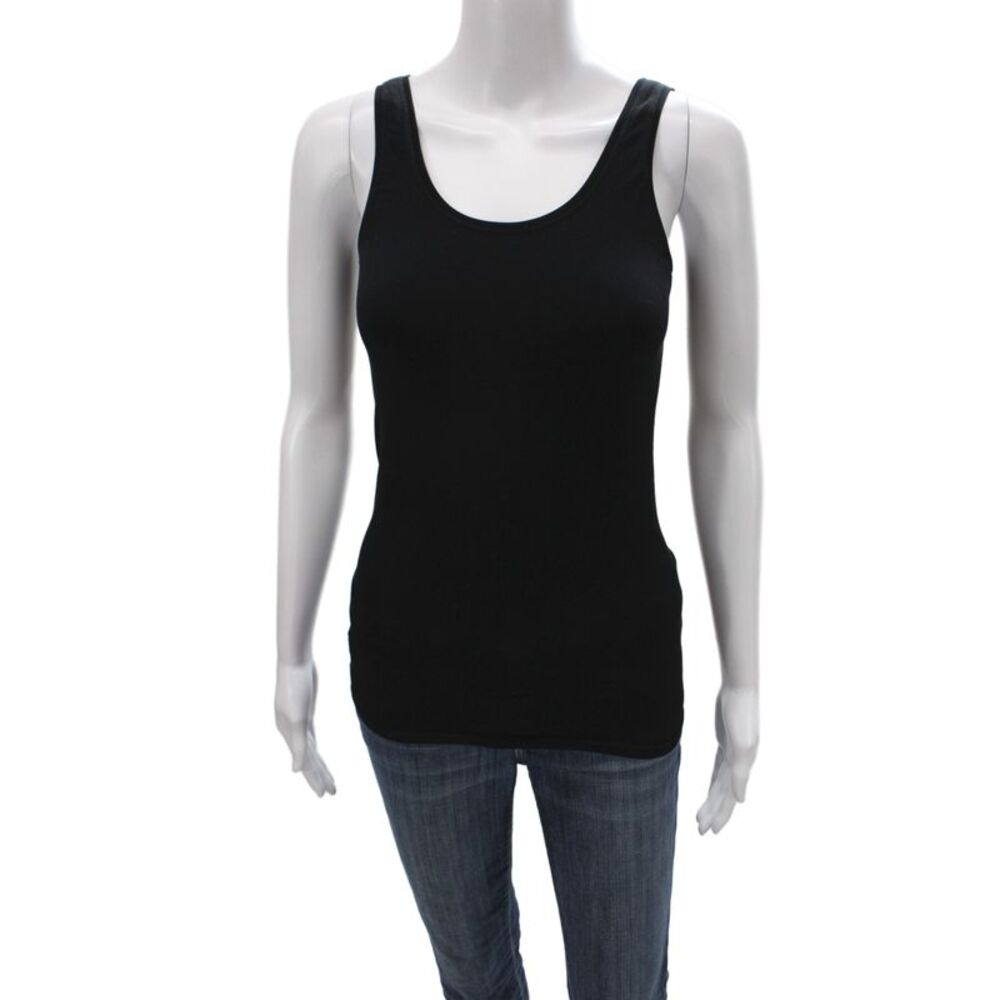 Bordeaux Women Basic Scoop Neck Black Nylon Tank Size One Size